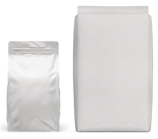Pellet packaging in small and large bags
